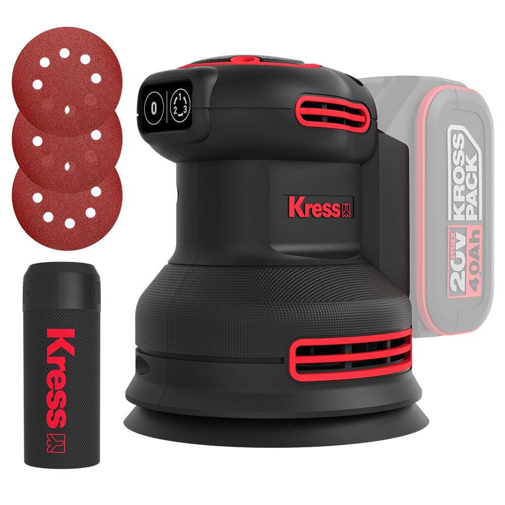 Kress KUD20 20V Akülü Kömürsüz 125mm Eksantrik Zımpara