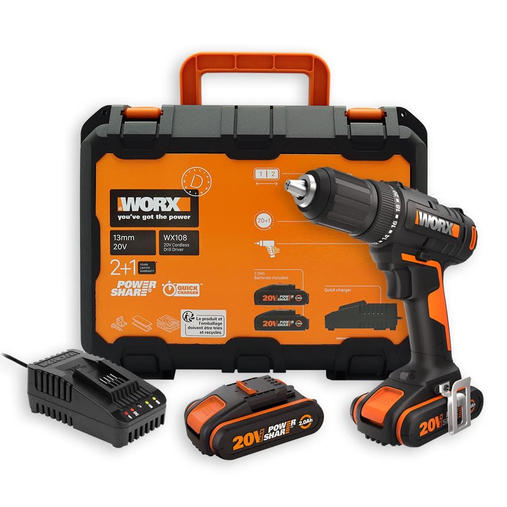 Worx WX108 20V akülü matkap vidalama, çift akülü set
