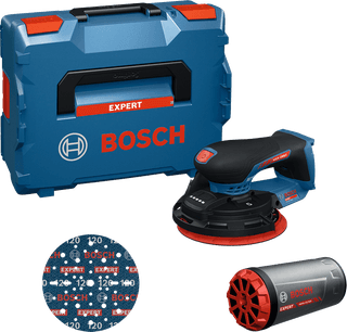 Bosch EXPERT EXEX18V-150-5 18V 150 mm eksantrik zımpara, stüdyo ürün fotoğrafı