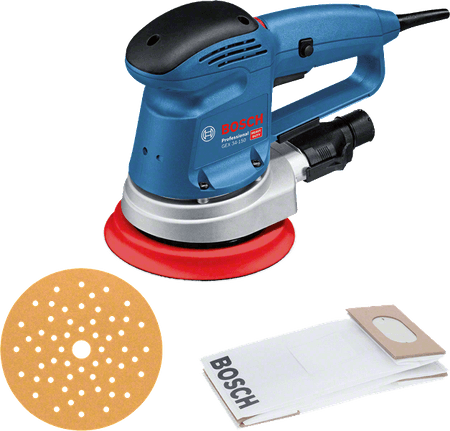 Bosch GEX 34-150 340W 150 mm eksantrik zımpara, stüdyo ürün fotoğrafı