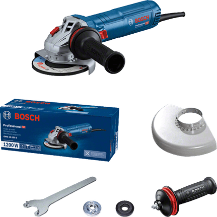 Bosch GWS 12-125 S 1200W 125 mm avuç taşlama, stüdyo ürün fotoğrafı